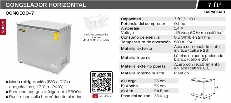 congelador Horizontal